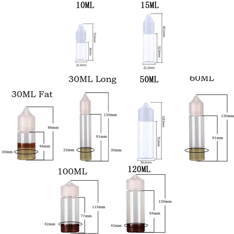 5 pçs 10/15/30/50/60/100/120ml - Juice Bottle Dropper avaliação e preço